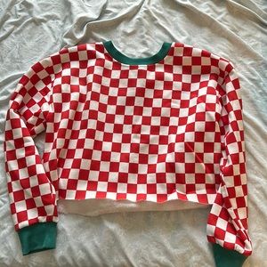 Checkered forever 21 crop hoodie